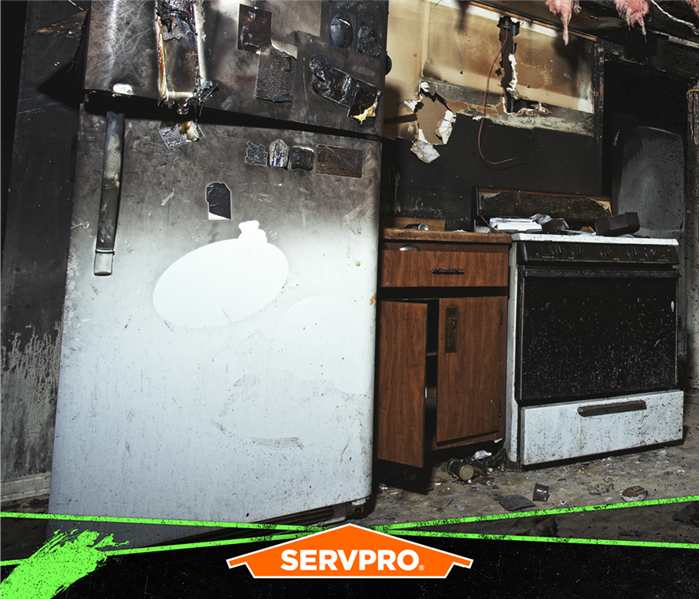 servpro poster fire damaged kitchen